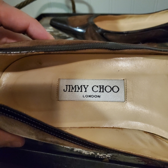 Jimmy Choo Y2k Romy Suede Point-Toe flats patent leather accents womens 10 - Picture 10 of 12